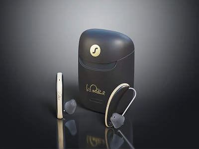 Kinera Wireless Earbuds With Black Charging Case And White Accessories 3d model