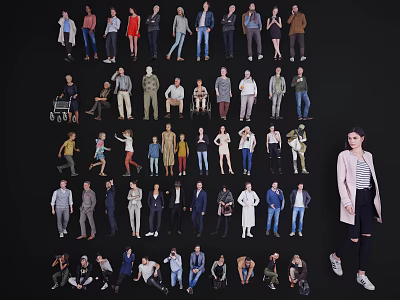 Modern multi-person multi-character 3d model Modern multi-person multi-character 3d model