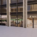 Modern Commercial Street with Multi Story Building Seven Pub and Glass Windows