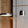 Modern Pendant Lights With Sleek Metallic Design In Wooden And Gray Wall Interior