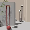 Modern Minimalist Floor Lamps With Red And Silver Slim Stands Round Lampshades For Interior Decor