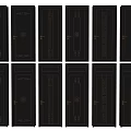 Black Swing Doors with Gold Decorative Lines and Multiple Design Patterns 3d model