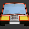 Red Cartoon Style Car 3D Rendered With Yellow Headlights On Black Background With Reflection