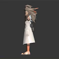 Three Characters With Outstretched Arms Girl With Backpack And Biological Figure In White Coat