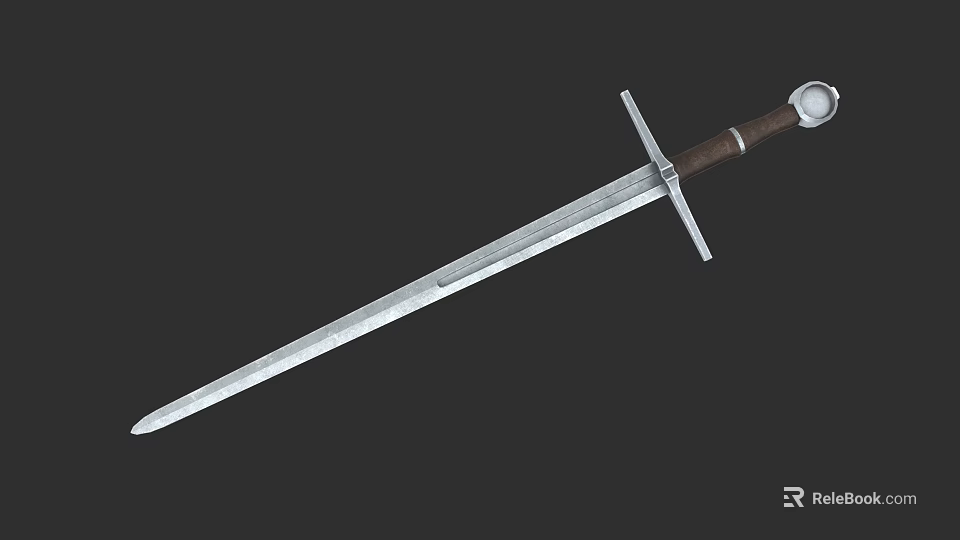 Medieval Style Sword With Silver Sharp Blade And Wooden Handle Design 3d model 