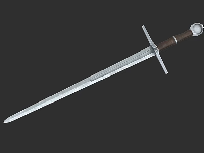 Medieval Style Sword With Silver Sharp Blade And Wooden Handle Design 3d model