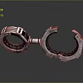Silver Mechanical Ring Device With Interlocking Structure And Metallic Components 3d model