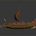 Chinese-style ship ancient ship ancient warship large ancient ship ancient warship 3d model