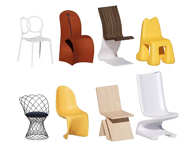 Modern Dining Chairs With Various Sleek Designs And Different Color Options 3d model