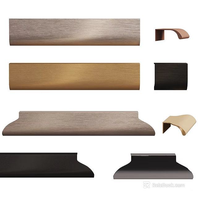 Various Door Handles In Modern Styles With Different Colors And Metal Finishes For Interior Decor 3d model 