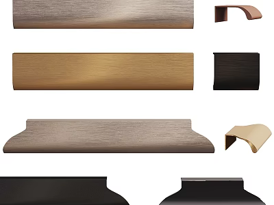 Various Door Handles In Modern Styles With Different Colors And Metal Finishes For Interior Decor 3d model