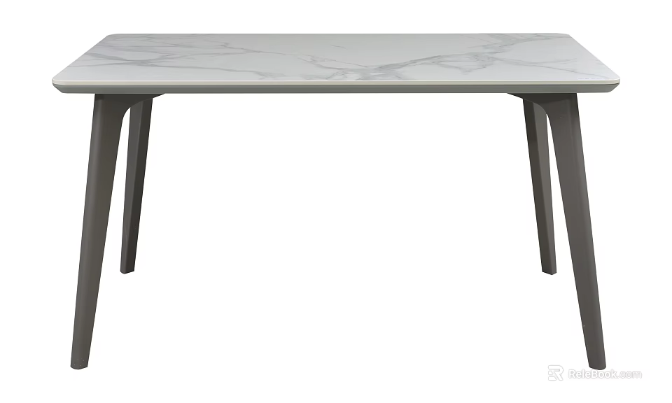Modern Minimalist Dining Table With White Marble Top And Grey Legs 3d model