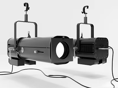 Black Hanging Downlights And Spotlights With Brackets And Cables Modern Design 3d model