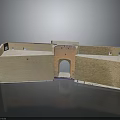 Detailed Historical Architectural Model With Brick Walls Archway And Symmetrical Structure