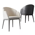 Modern Dining Chairs with Armrests Light Fabric and Dark Leather Design