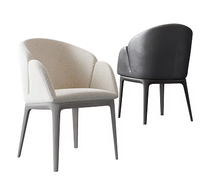 Modern Dining Chairs with Armrests Light Fabric and Dark Leather Design 3d model