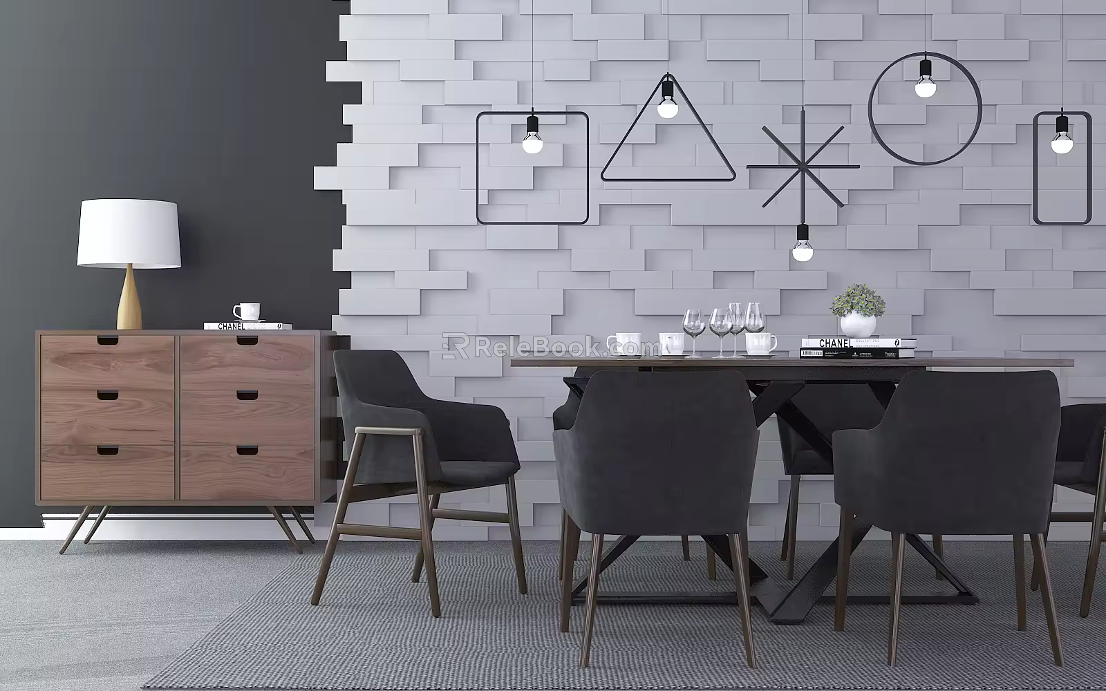 Modern Dining Table Chair Combination Dining Table Chair 3d model