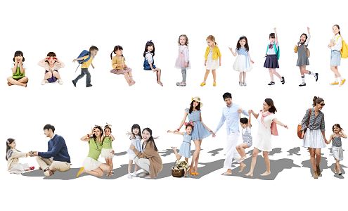 Modern multi-person kindergarten elementary school children sub-figure 3d model