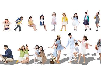 Modern multi-person kindergarten elementary school children sub-figure 3d model