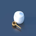 White Ceramic Jar With Lid And Wooden Spoon For Kitchen Storage Essentials 3d model