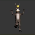 Cartoon Donkey Character Wearing Yellow Crown Standing And Raising Hands Cheerfully