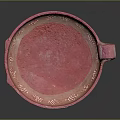 Pink Decorative Ceramic Bowl With Intricate Patterns And Curved Handle Design