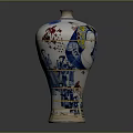 Traditional Chinese Porcelain Vase With Blue Red Patterns And Human Figures