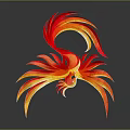 Commercial Equipment With Red And Yellow Phoenix Design Streamlined Feathers Decorative Sculpture