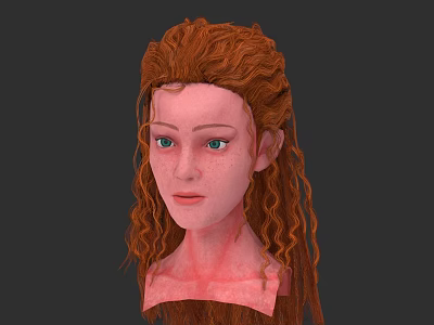 Woman With Red Curly Hair And Blue Eyes 3D Model Head Sculpture 3d model