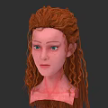 Woman With Red Curly Hair And Blue Eyes 3D Model Head Sculpture