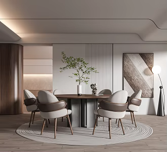 Quiet restaurant table and chair combination 3d model