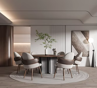 Quiet restaurant table and chair combination 3d model