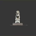 Traditional Stone Lion Statue Perched On Ornate Pedestal With Intricate Carvings