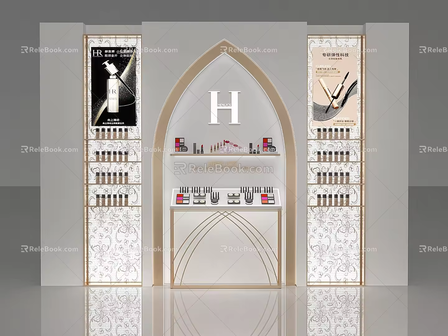 Back cabinet shelf display makeup counter 3d model