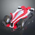 Red and White Streamlined Modern Racing Car with Sleek Design and Aerodynamic Features