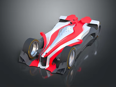 Red and White Streamlined Modern Racing Car with Sleek Design and Aerodynamic Features 3d model