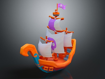 Modern Cartoon Sailing Small Sailing 3d model