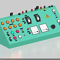 Light Green Control Panel With Various Buttons Knobs Switches And Indicator Lights 3d model