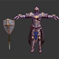 Medieval Knight Shield And Armor With Metallic Blue Gold Accents And Detailed Design