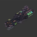 Futuristic Sci Fi Spaceship With Blue Hull Orange Accents And Detailed Armored Design