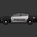 Black And White Police Car With Red Blue Lights And Law Enforcement Design
