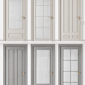 Modern swing door kitchen and bathroom door 3d model