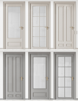 Modern swing door kitchen and bathroom door 3d model