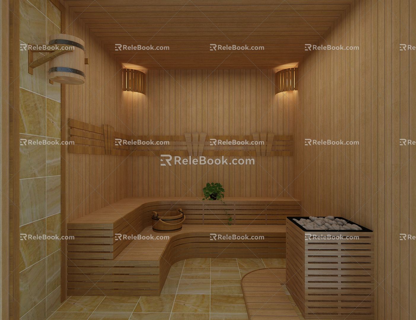 Modern Sauna Room 3d model