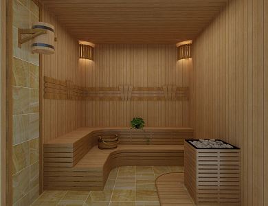 Modern Sauna Room 3d model