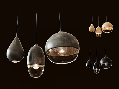 Modern Pendant Lights With Various Shapes Metal And Glass Contemporary Design 3d model