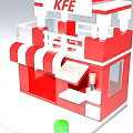 Red And White KFE Kiosk Structure With Awning And Counter Design