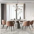 Modern Dining Table and Chair Combination Home Dining Table Combination 3d model