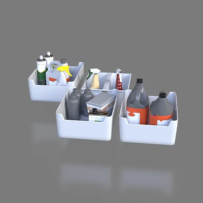 Practical White Storage Baskets for Organizing Various Home Supplies Bottles and Containers 3d model