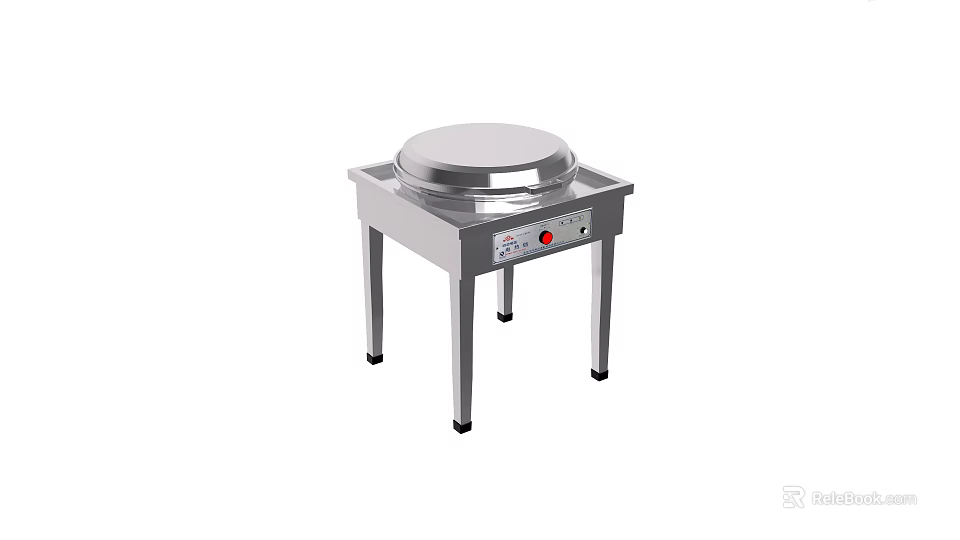 Stainless Steel Electric Griddle With Stand And Control Panel Knob Indicator Light 3d model 